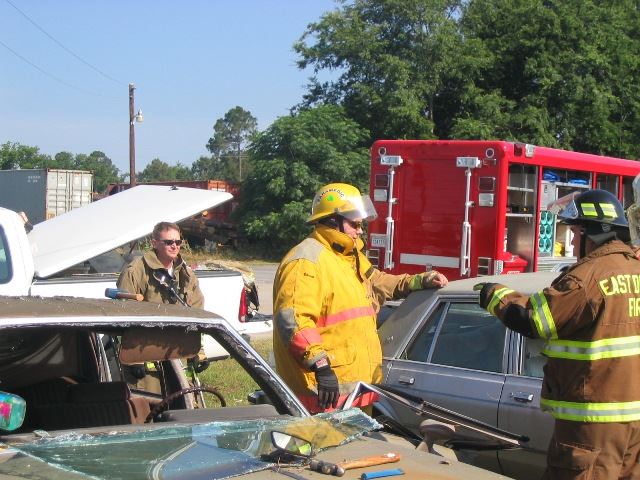 Firefighters Training at a Car Accident Scene