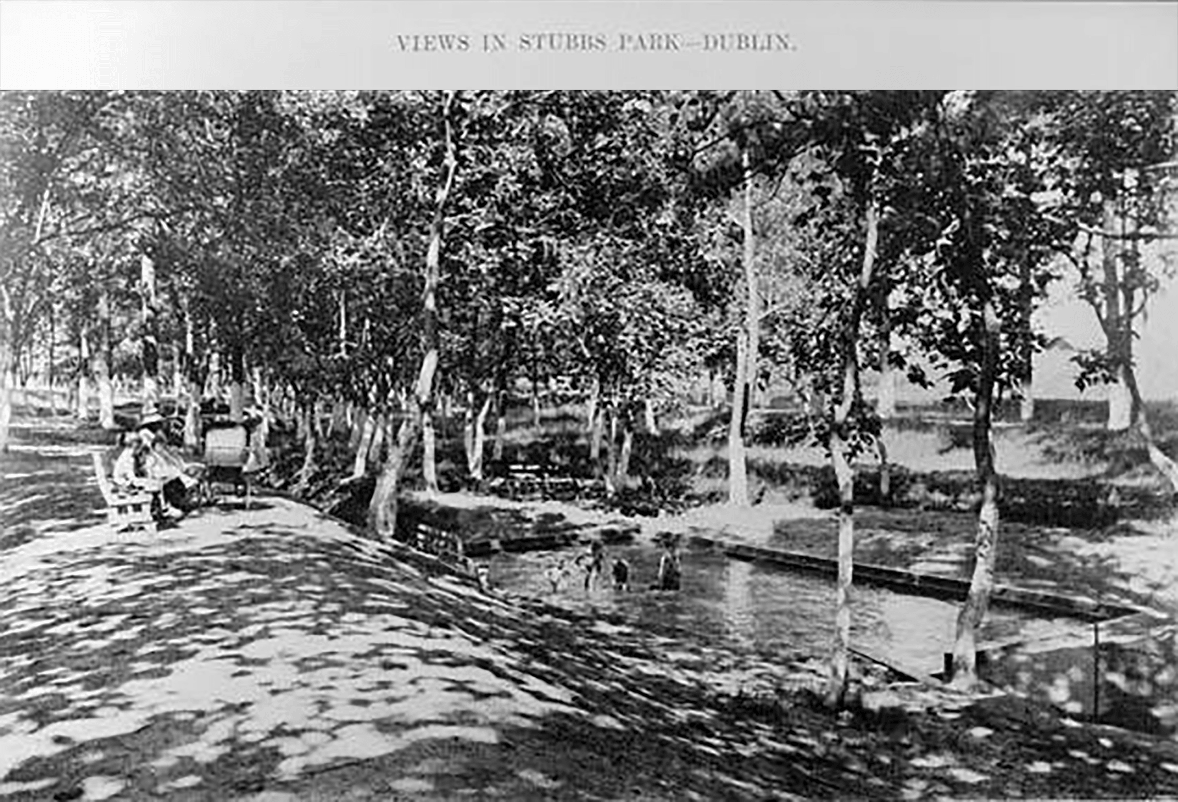 Dublin 1918 Swimmers cool off in Stubbs Park pool as others watch