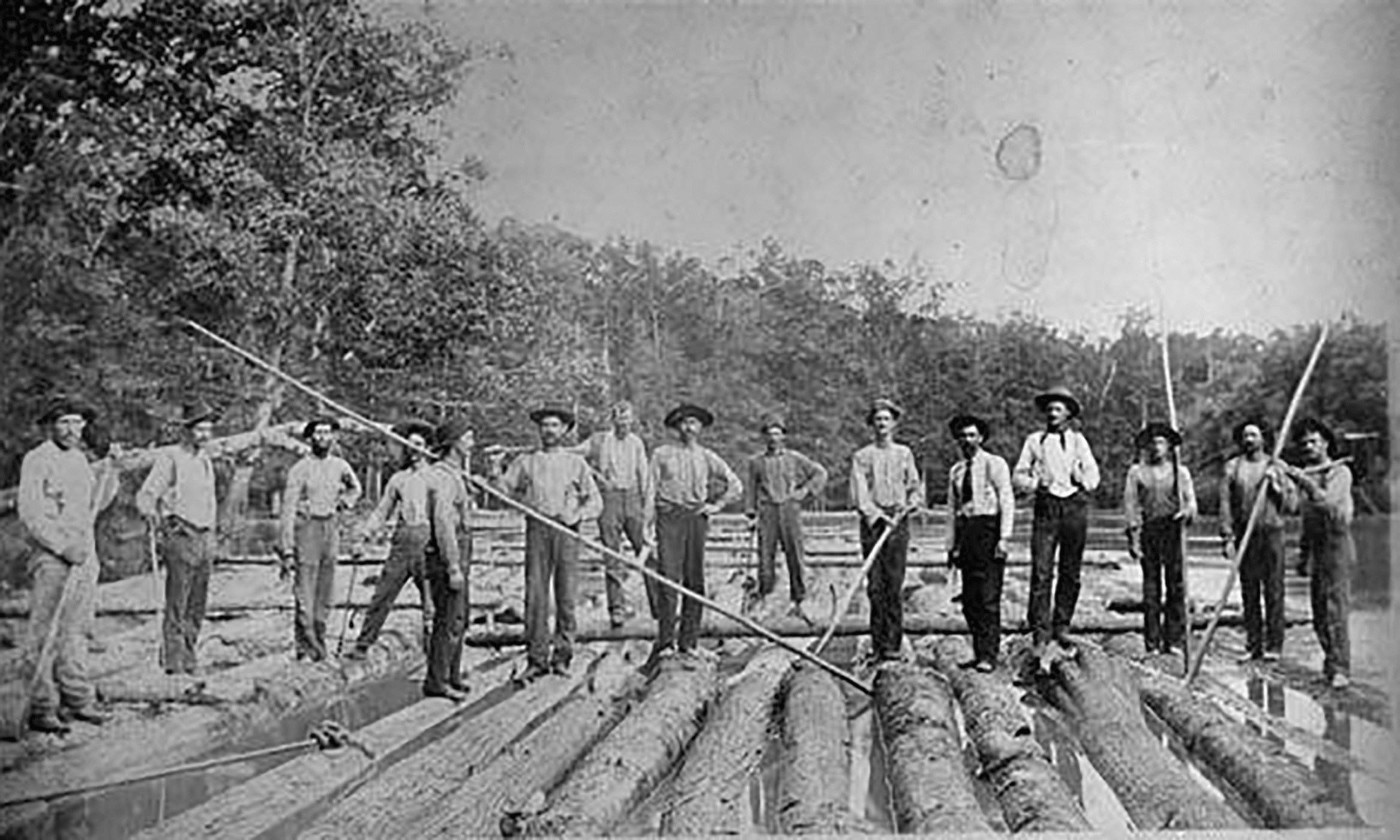 Laurens County ca 1890 These men were timber rafting on the Oconee River as part of an overall loggi